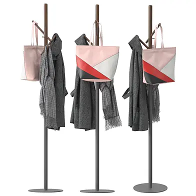 Nordic gray home solid wood coat rack