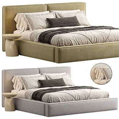 Tropez Vanilla Chunky Piped Velvet Bed