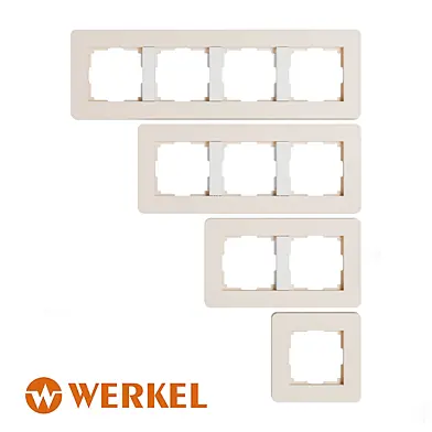 ОМ Рамки из поликарбоната для розеток и выключателей Werkel серия Split айвори/белый, soft-touch