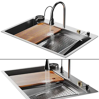 Waterfall Kitchen Sink Nano Stainless 003