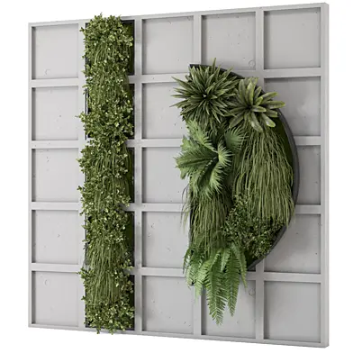 Indoor Wall Vertical Garden in Concrete Base_Set 2729