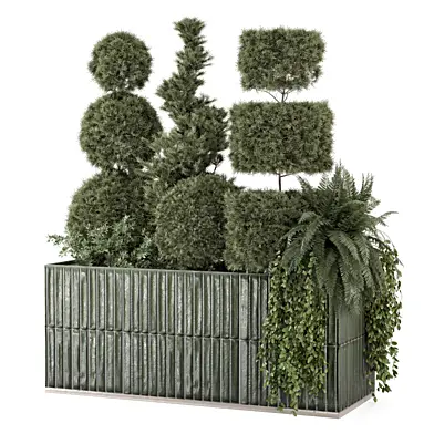 Outdoor Plants in Glazed Green tile Pot_Set 2746