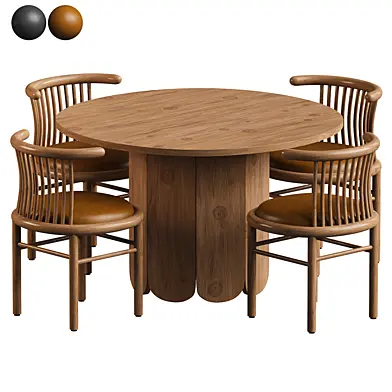 Mathilde Leather Dining Chair and Clifford Table