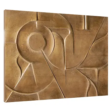 Abstract  bas-relief brass-clad  wall  Sculpture II by RH