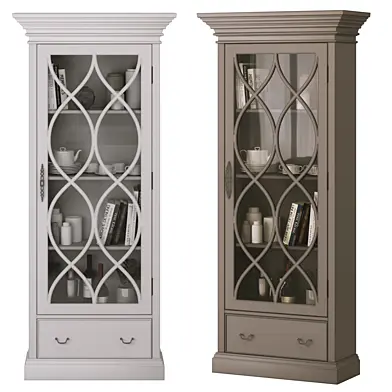 Ornate Glazed Warm Grey Bookcase