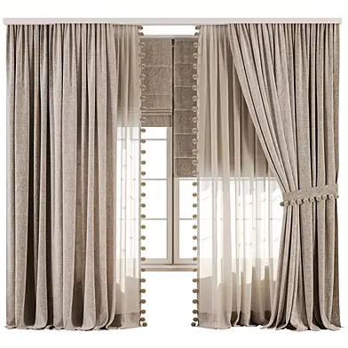 Curtain Set With Linen And Sheer Layer 68