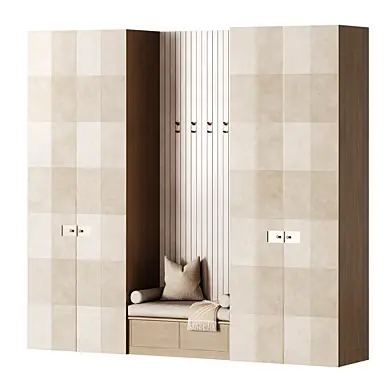 Entrance wardrobe with fabric panels