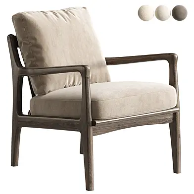 Wood Linen Accent Chair