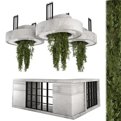 Reception Desk With Hanging Plants_Set 2892