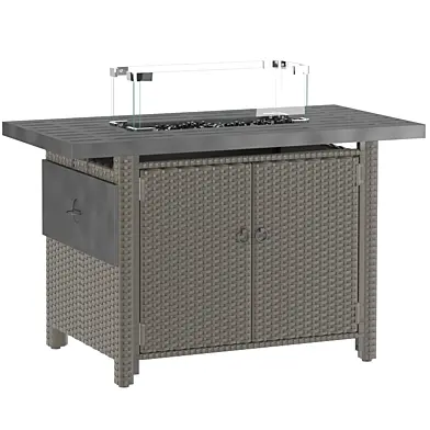 Eletriclife 52 Inches Outdoor Wicker Gas Fire Pit Propane Fire Table with