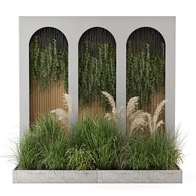 Wall Vertical Garden in Concrete Base_Set 2930