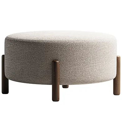 Kenzo Round Sherpa Ottoman Cream