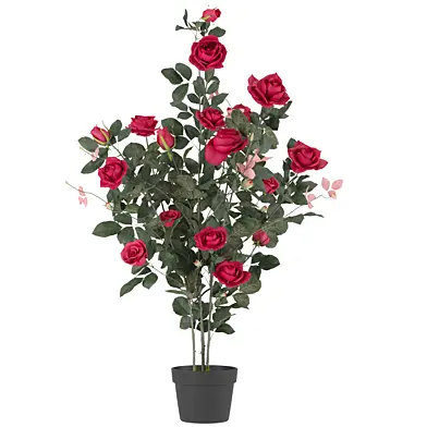 Vickerman Artificial Red Rose Plant in Pot