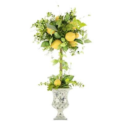Artificial Lemon Topiary in Decorative Pedestal Vase Freeport Park