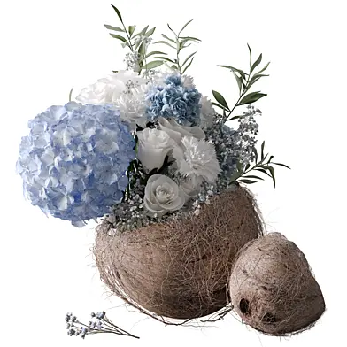 Bouquet in coconut vase