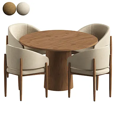 Eva Fabric Dining Armchair and Round Dining Table