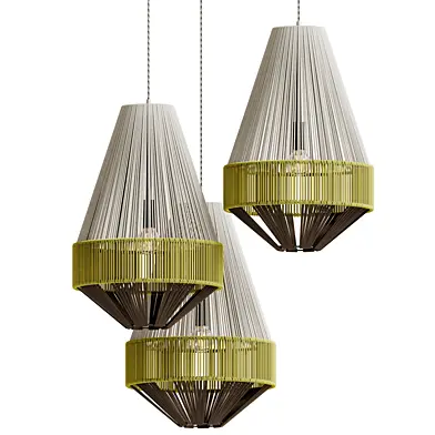 Handcrafted Yarn Cone Pendant Lights Textile Wrapped Light Fixture