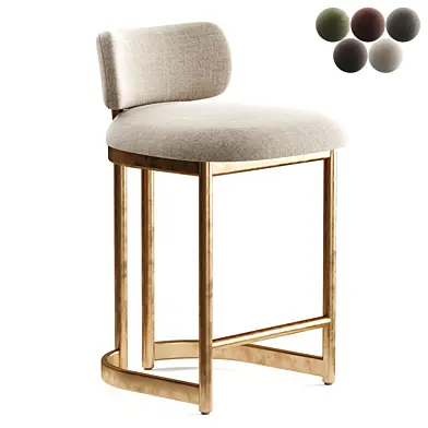 Freya Modern Classic White Upholstered Antique Brass Counter Stool