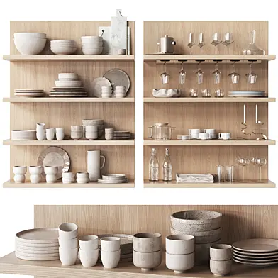 Tableware and kitchen utensils for shelves and cabinets 2