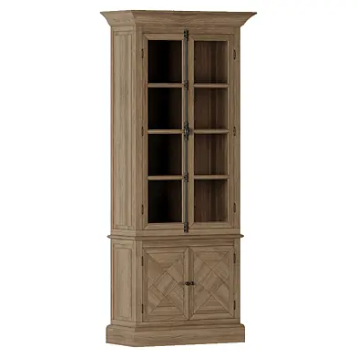 Ishmael Rustic Lodge Brown Reclaimed Oak Clear Glass 2 Door Display Case