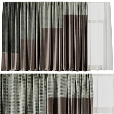 Set of soft silk curtains with wrinkles - Patterned collections 035 HBH