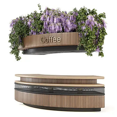 Coffee Reception Desk With Plants_Restaurant Set 3192