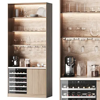 Cabinet with wine cooler and shelves