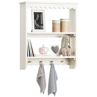 Scalloped Tiered Shelf with Hooks (28" x 24")