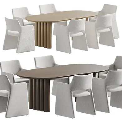 Uluwatu Dining Chair in Brussels Velvet and Contemporary Dining Table