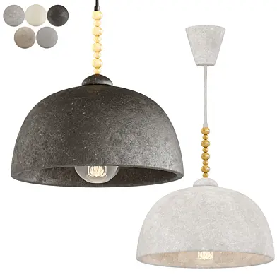 Ceiling metal lamp with wooden beads