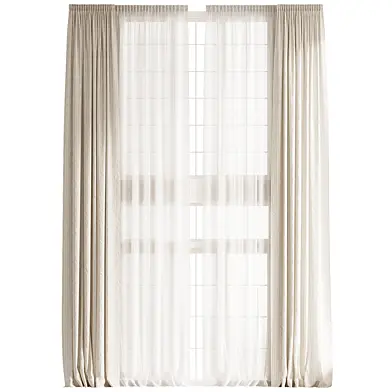 Double Height Linen Curtain w Tulle