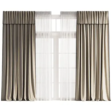 Black Trim Velvet Curtains w Tulle