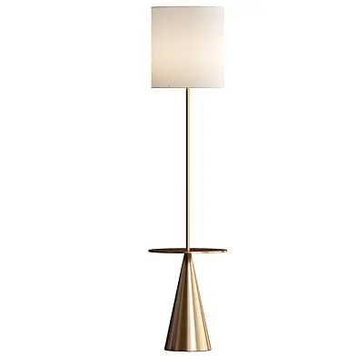 Modern Floor Lamp with Table Brass - Threshold