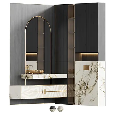 Wood Bathroom Vanity Set with Arched Mirror