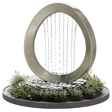 Sculptural Ring Fountain with Pebble Planter Set 631