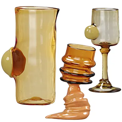Bubble Pitcher & goblets by Sticky Glass