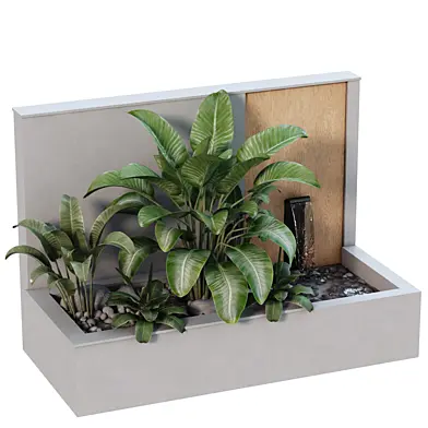Minimal courtyard plant and waterfall set 668