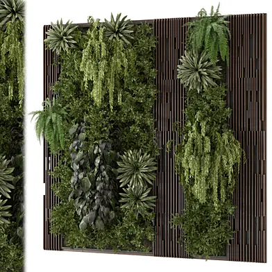 Wall Vertical Garden On Wooden Base_Set 3565