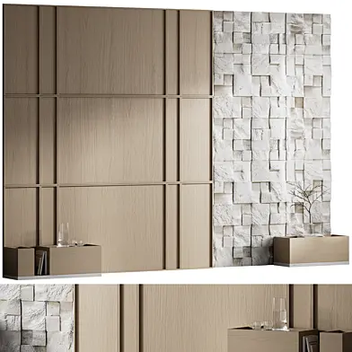 Headboard wood and concrete 3d wall panel 52