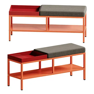Bruck Shoe bench with storage space made of laminated steel