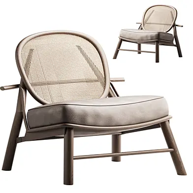 Mid-century Solid Wood Rattan Accent Chair