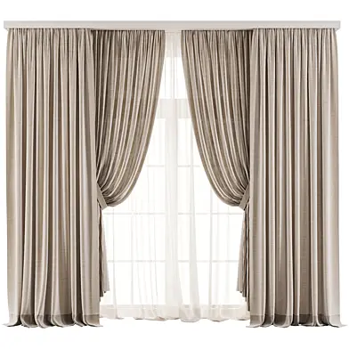 Cream Linen Double Layer Curtains 86