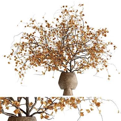 Autumn Branch Bouquet in a Clay Pot 74