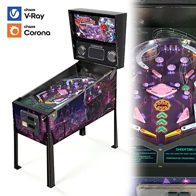 pinball machine with PBR 4K textures