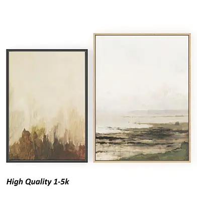 Set of 2 Abstract Paintings in Frames - Different Sizes