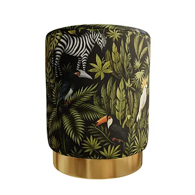 Jungle pouf with birds