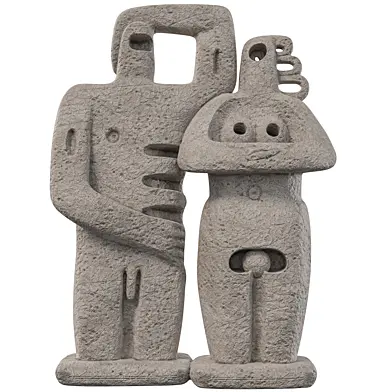 Abstract Primitive Couple Sculpture