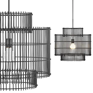 Noon Small Black Wicker Pendant Light by Leanne Ford