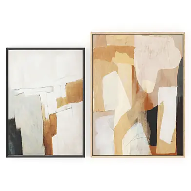 Set of 2 Abstract Paintings in Frames - Different Sizes
