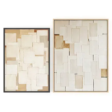 Set of 2 Abstract Paintings in Frames - Different Sizes